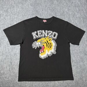 Kenzo Paris Tiger Head Graphic Print Black T Shirt Size Large